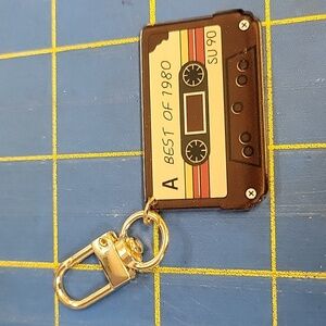 Retro Cassette Keychain - Black and Multicolor New